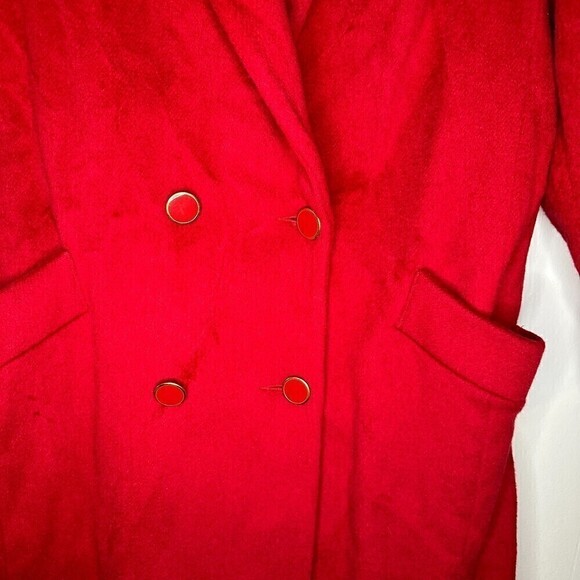 Worthington Wool Blend Two Button Double Breasted Trenchcoat Longline Red Size 6 - Picture 3 of 8